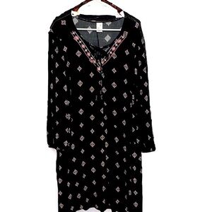 Terra Sky dress, black with tassel front tie, sz 2x
